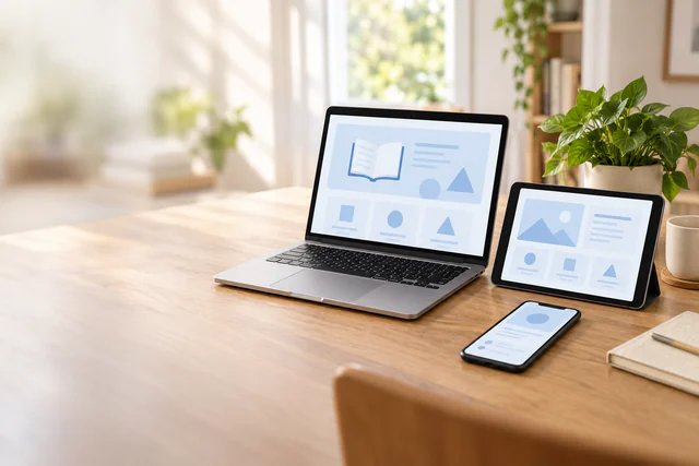 Digital learning resources on study devices